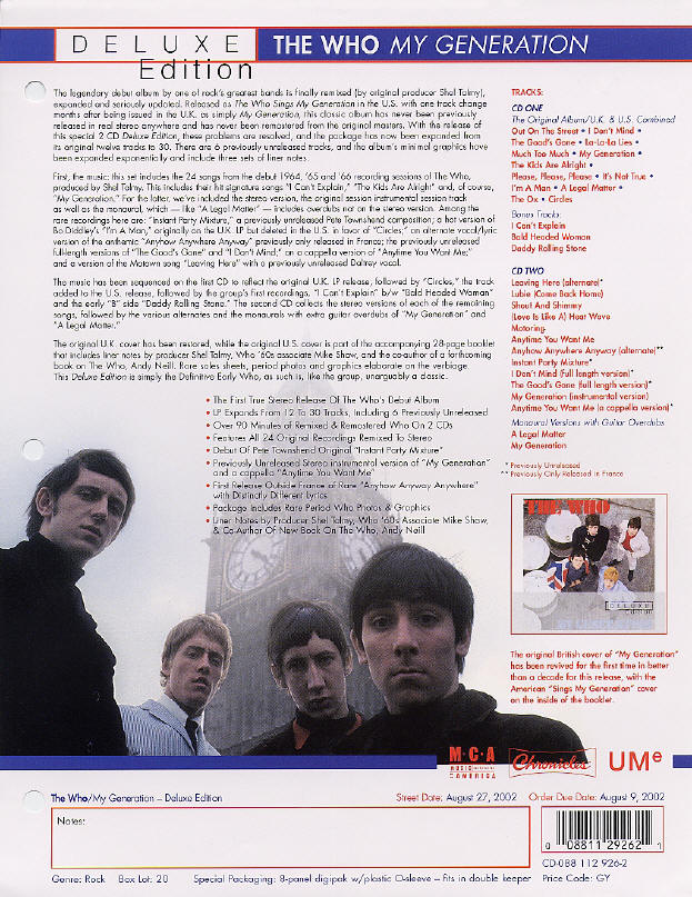 The Who - My Generation Deluxe - 2002 USA