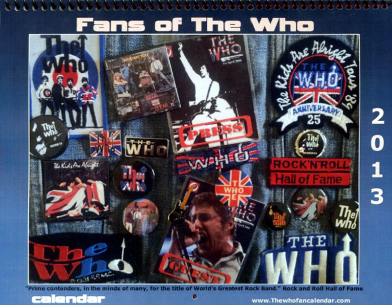 The Who - 2013 Who Fans Calendar - 2013 USA