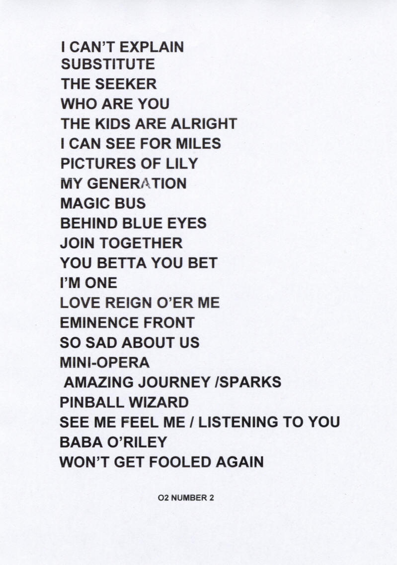 The Who - 2015 UK - March 23, 2015 Back Stage & Set List Info