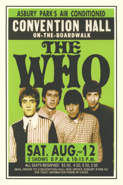 The Who - Convention Hall - Asbury Park, NJ - August 12, 1967 (Reproduction) Poster