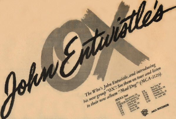John Entwistle - John Entwistle's Ox - 1975 USA