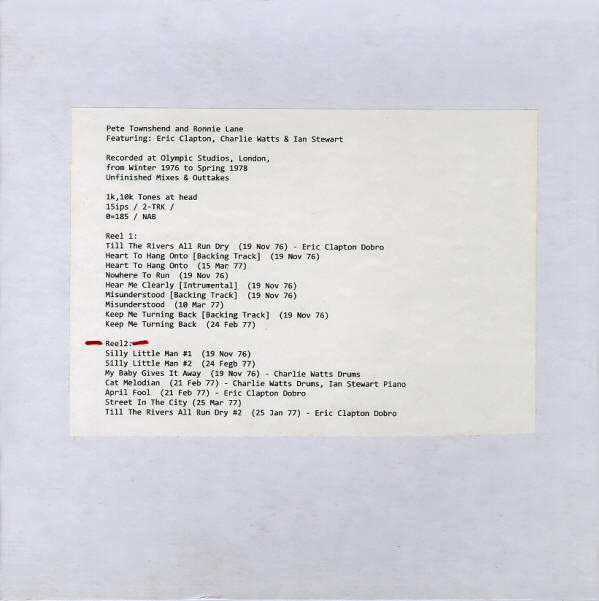 Pete Townshend - "Rough Mix" Outtake Reels