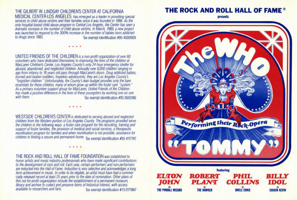 The Who - Tommy at The Universal Amphitheatre - August 24, 1989 USA Flyer