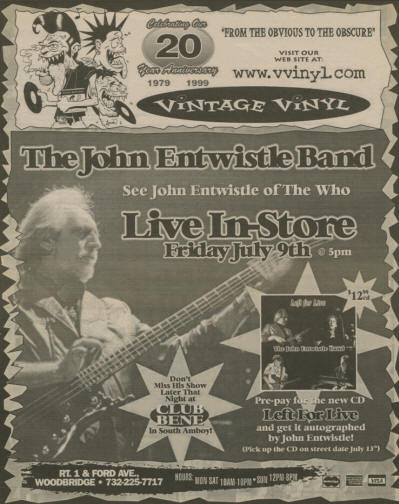John Entwistle - Vintage Vinyl In-Store - Woodbridge, NJ - July 9, 1999 USA