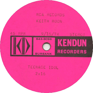 Keith Moon - Don't Worry Baby / Teenage Idol / USA / 10" 45 / Kendun Acetate - B