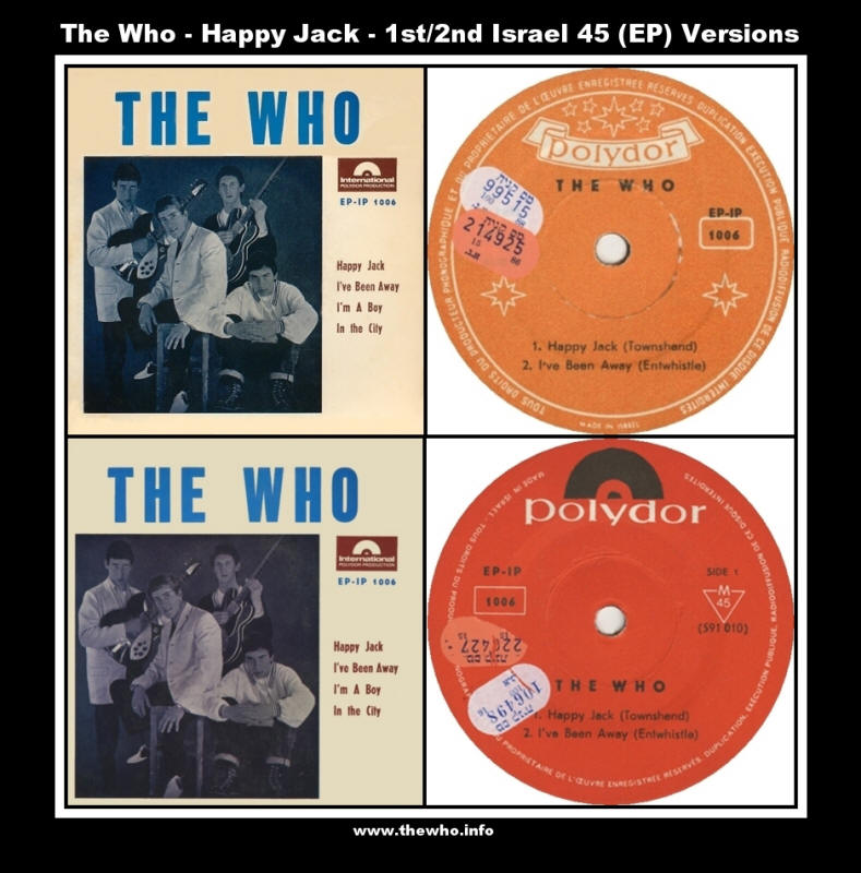 The Who  Happy Jack - 1966 1st & 2nd Israel 45 (EP) Versions 