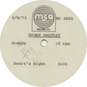 Roger Daltrey - Hearts Right / Walking The Dog / USA / 10" 45 / MCA - A
