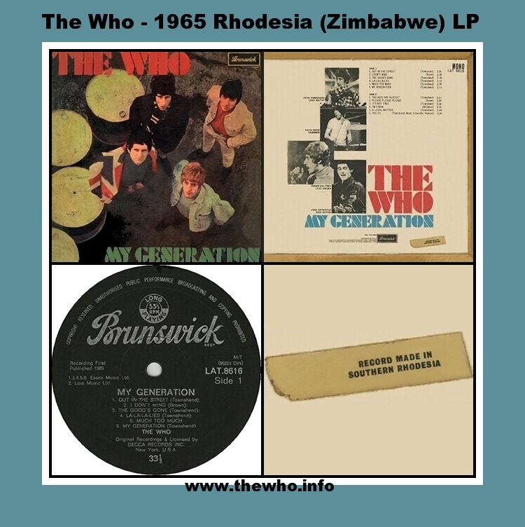 The Who  My Generation  1965 Rhodesia (Zimbabwe) LP