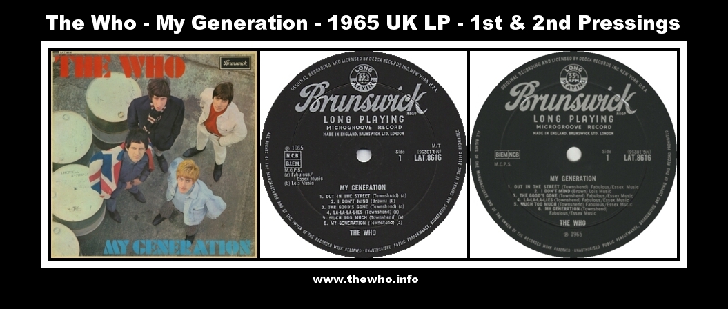 The Who  My Generation  1965 UK LP  1st & 2nd Pressing (Label Variations) 