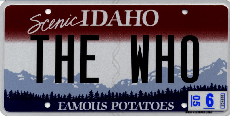 The Who - Idaho License Plate