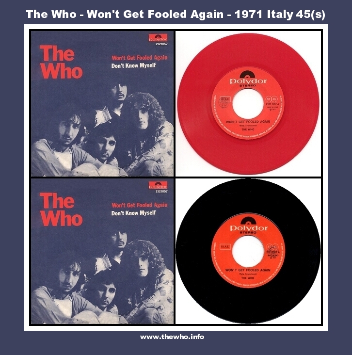 The Who  Won't Get Fooled Again  1971 Italy 45(s) 