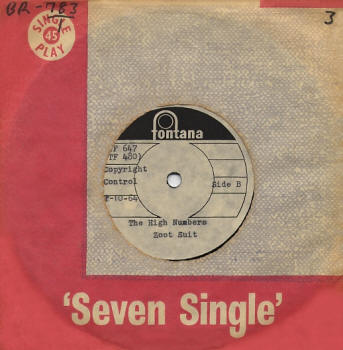 I'm The Face/Zoot Suit - South Africa - 1964 Fontana 7" Acetate (back)