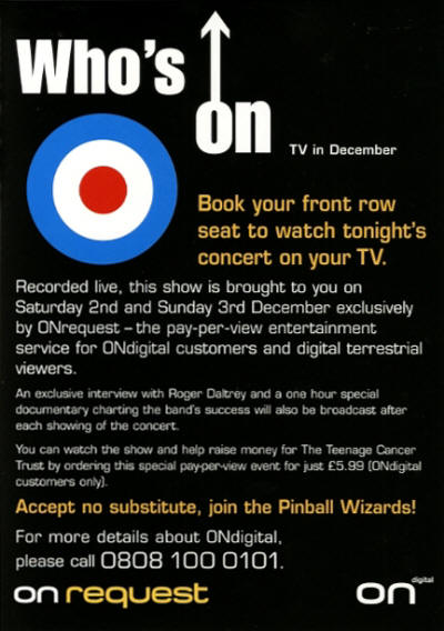 The Who - 2000 UK - Teenage Cancer Trust (TCT)/Royal Albert Hall Promotional Package