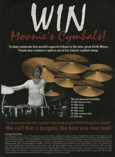 Keith Moon - Win Moonie's Cymbals Contest - 2003 USA