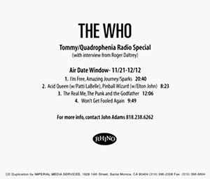 The Who - Tommy / Quadrophenia Radio Special - Air Date 11/21 - 12/12/05
