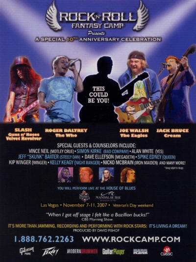 Roger Daltrey - Rock & Roll Fantasy Camp - November 7-11, 2007