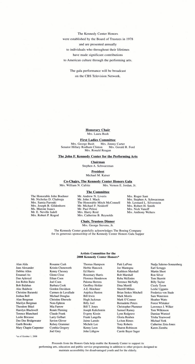 The Who - December 7, 2008 - USA - Kennedy Awards Invitation