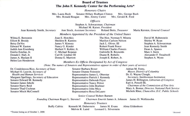 The Who - December 7, 2008 - USA - Kennedy Awards Invitation
