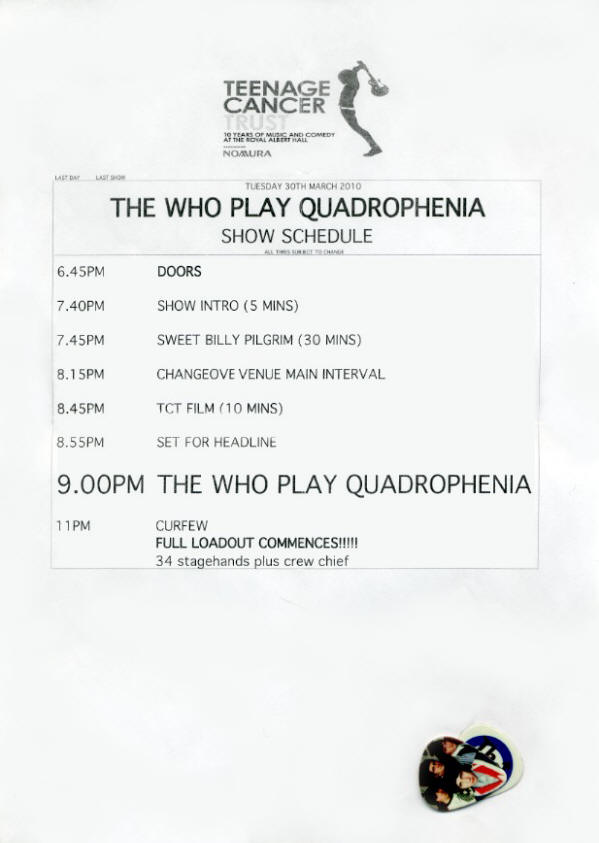 The Who - March 30, 2010 - Royal Albert Hall - London, UK Setlist