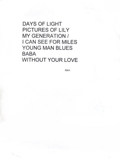 Roger Daltrey - Royal Albert Hall <Encore> Set List - March 24, 2011 UK