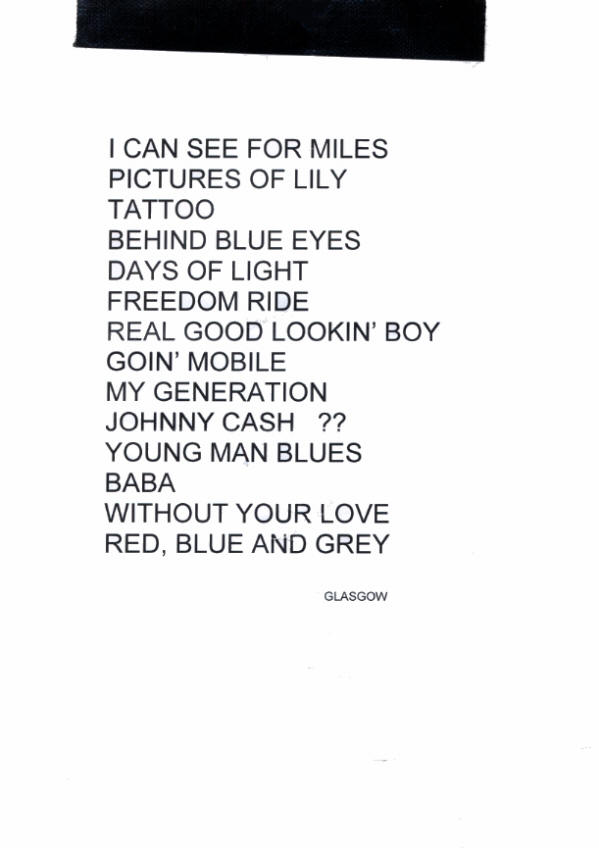 Roger Daltrey - July 6, 2011 - Clyde Auditorium - Glasgow, Scotland Setlist