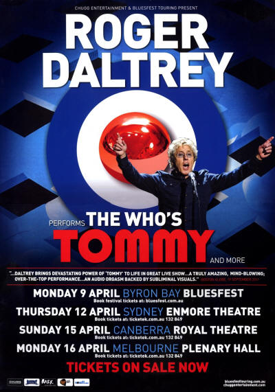Roger Daltrey - Tommy - April 9-16th, 2012 Australia (Promo) [Cancelled Tour]