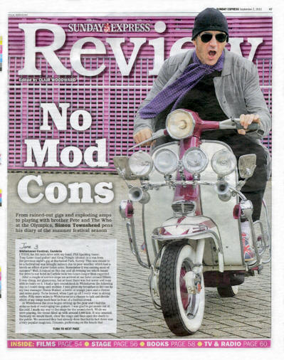 Simon Townshend - UK - Sunday Express - September 2, 2012 