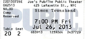 Simon Townshend: Live at Joe's Pub, New York City - July 26, 2013