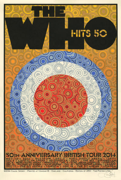 The Who - The Who Hits 50 - 2014 UK Limited Edition Chuck Sperry Poster