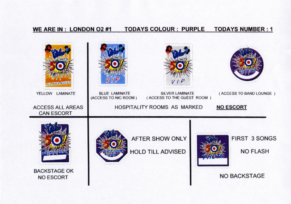 The Who - 2015 UK - March 22, 2015 Back Stage & Set List Info