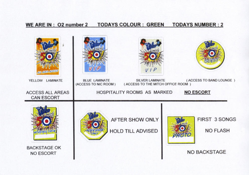 The Who - 2015 UK - March 23, 2015 Back Stage & Set List Info