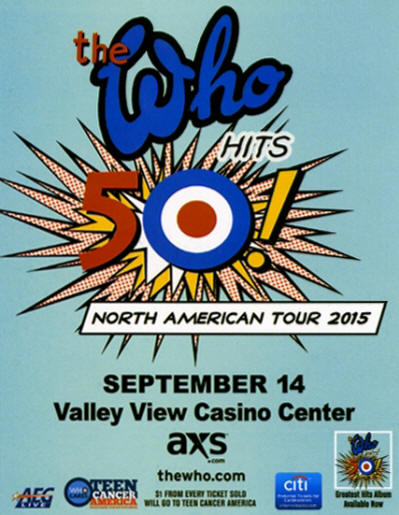 The Who Hit's 50 - USA Tour 2015 - September 14 - Valley View Casino - Valley View, CA USA