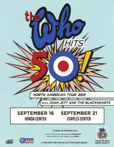 The Who Hit's 50 - North American Tour 2015 - September 16 & 21 Los Angles, CA USA