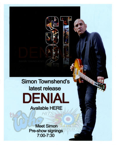 Simon Townshend - Denial - 2015 USA (Venue Promo)