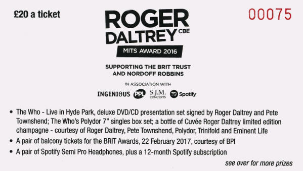 The Who - Roger Daltrey 2016 Music Industry Trusts (MITS) Award: 