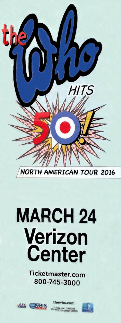 The Who - The Who Hits 50! - Verizon Center - March 24, 2016 - Washington, DC USA (Venue Poster)