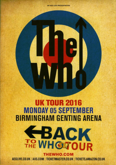 The Who - Birmingham Genting Arena - September 5, 2016 UK