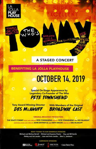 Pete Townshend - The Who's Tommy - La Jolla Playhouse - La Jolla, CA - October 14, 2019 (Promo)