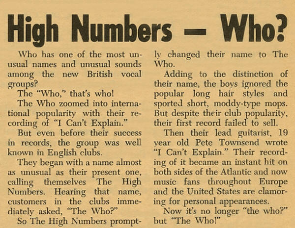 The High Numbers - KRLA Beat - USA - May 5, 1965 