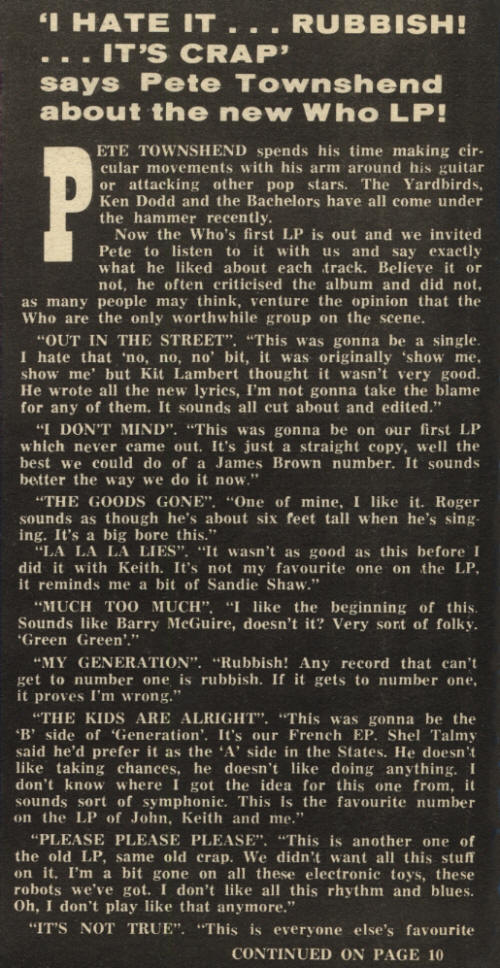 The Who - My Generation - 1965 UK Article