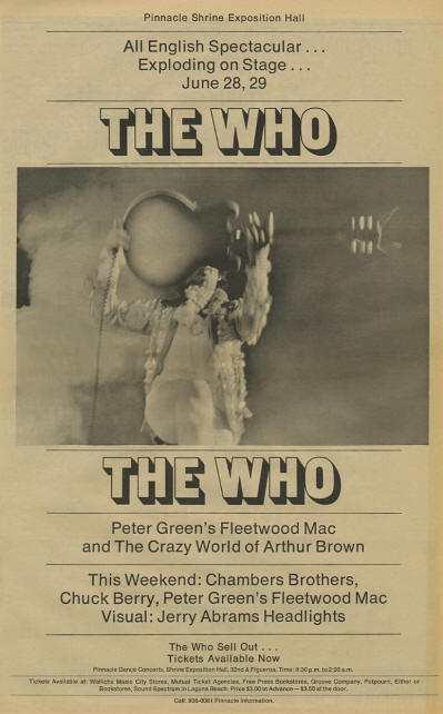 The Who - Shrine Exposition Hall - June 28 - 29, 1968 LA, California USA