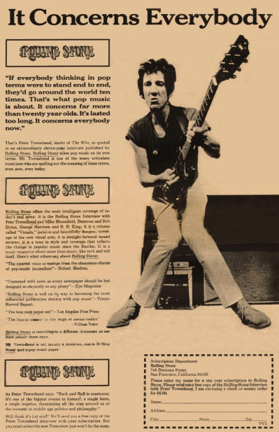 Pete Townshend - Rolling Stone Magazine - 1968 USA