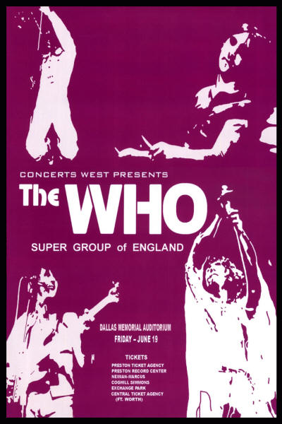 The Who - Dallas Memorial, Texas - June 19, 1970 - USA (Reproduction)