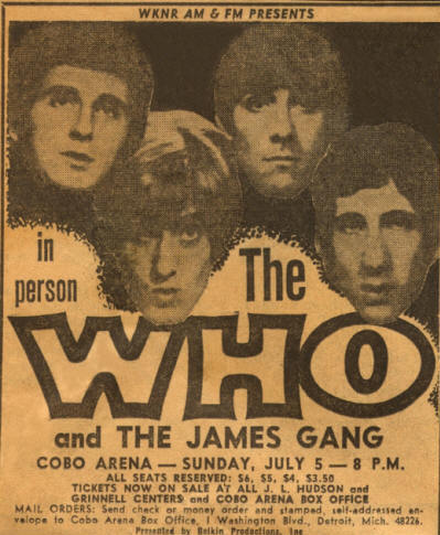 The Who - Cobo Arena (Detroit) - July 5, 1970