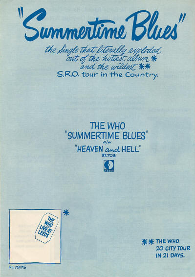 The Who - Summertime Blues - 1970 USA