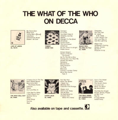 The Who - The What Of The Who On Decca - 1970 USA