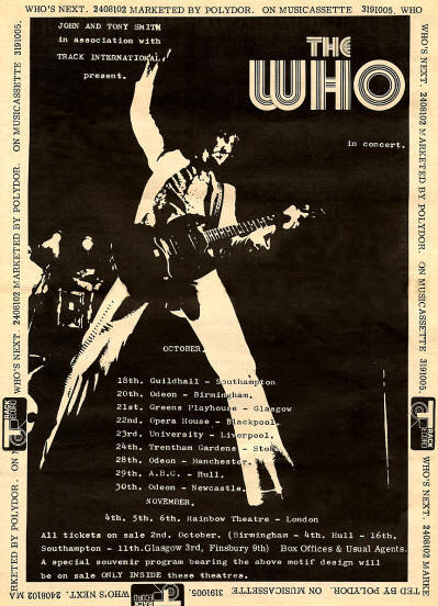 The Who - Who's Next/UK Who Tour - 1971 UK