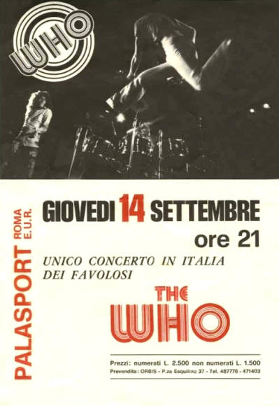The Who - Rome Palasport - 1972 UK Flyer