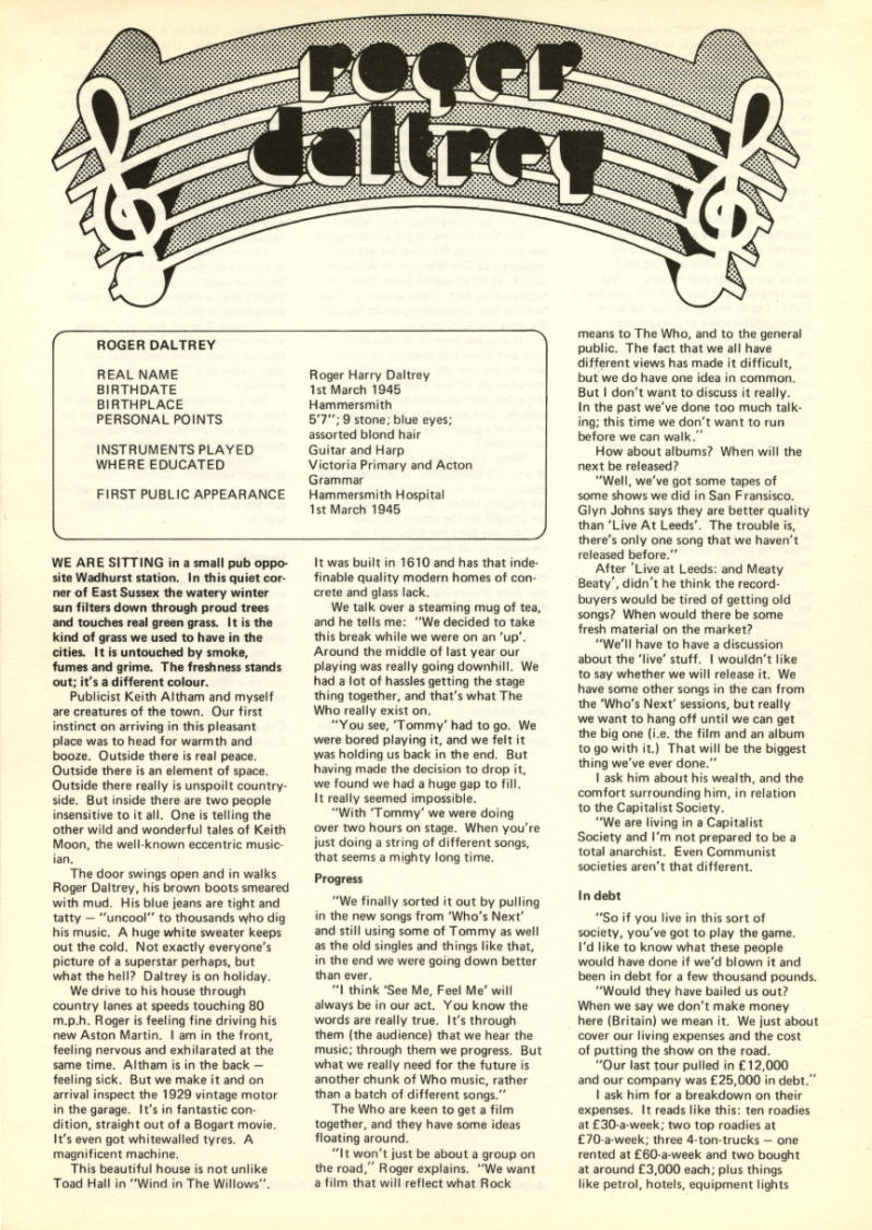 The Who - 1973 UK - Track Records - Press Kit