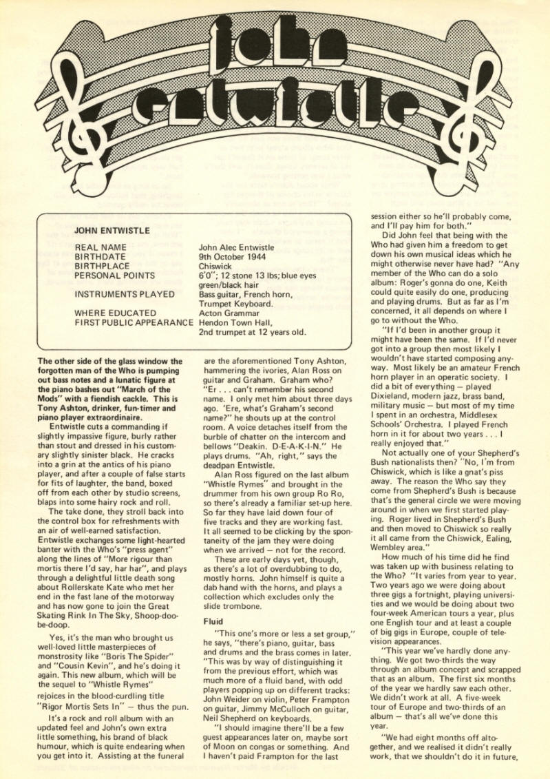 The Who - 1973 UK - Track Records - Press Kit